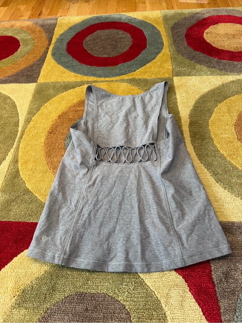 Lululemon Sweaty or Not Tank Top Heathered Slate Grey Cutout Luxtreme Size 12